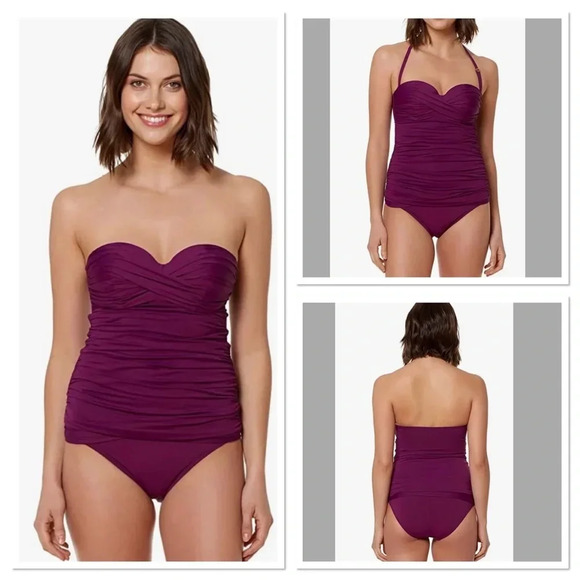 Bleu Rod Beattie Women's Kore Twist-Front Shirred and Bikini Bottom Set - Picture 1 of 12